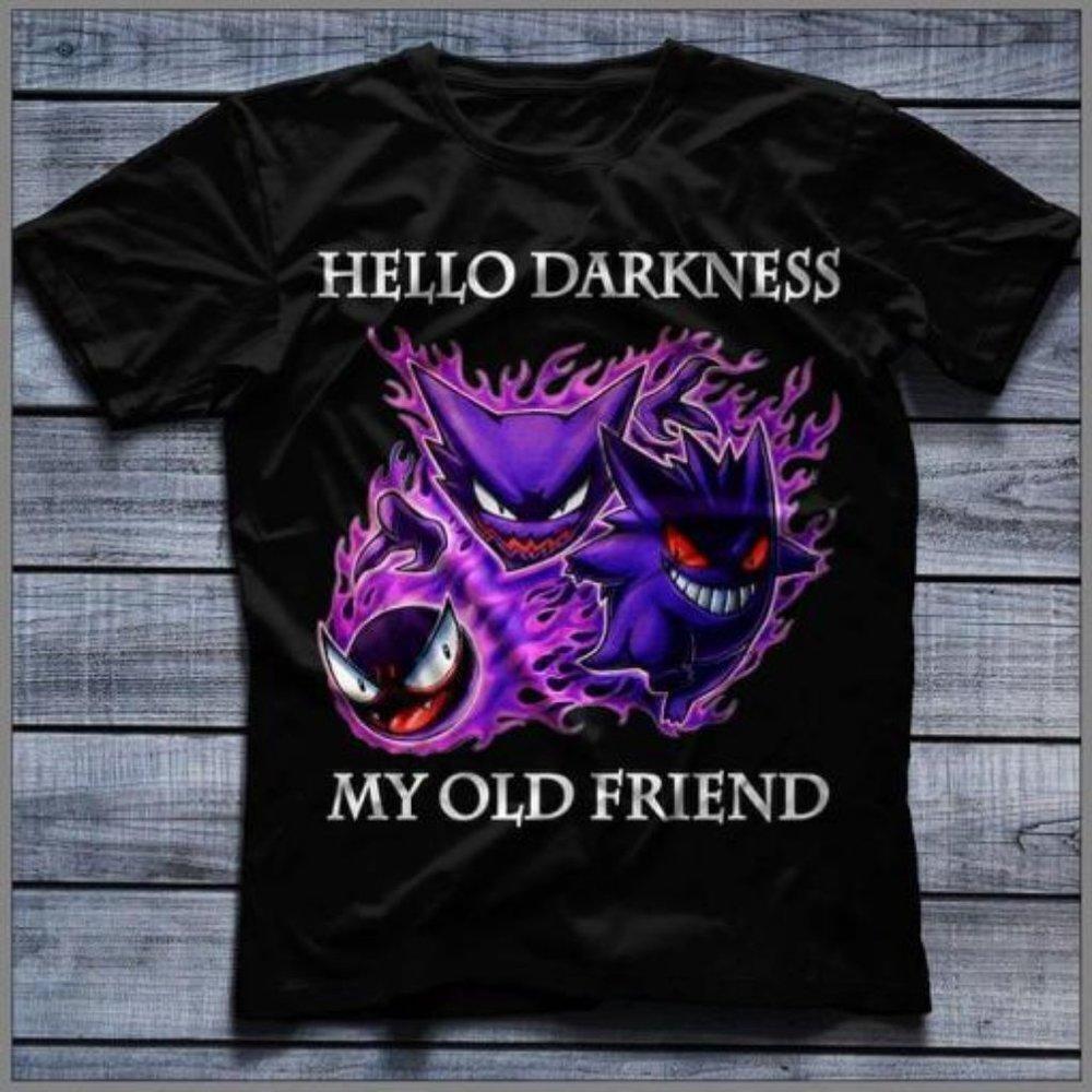 Gastly Gengar Hello Darkness Halloween Anime Graphic T-Shirt